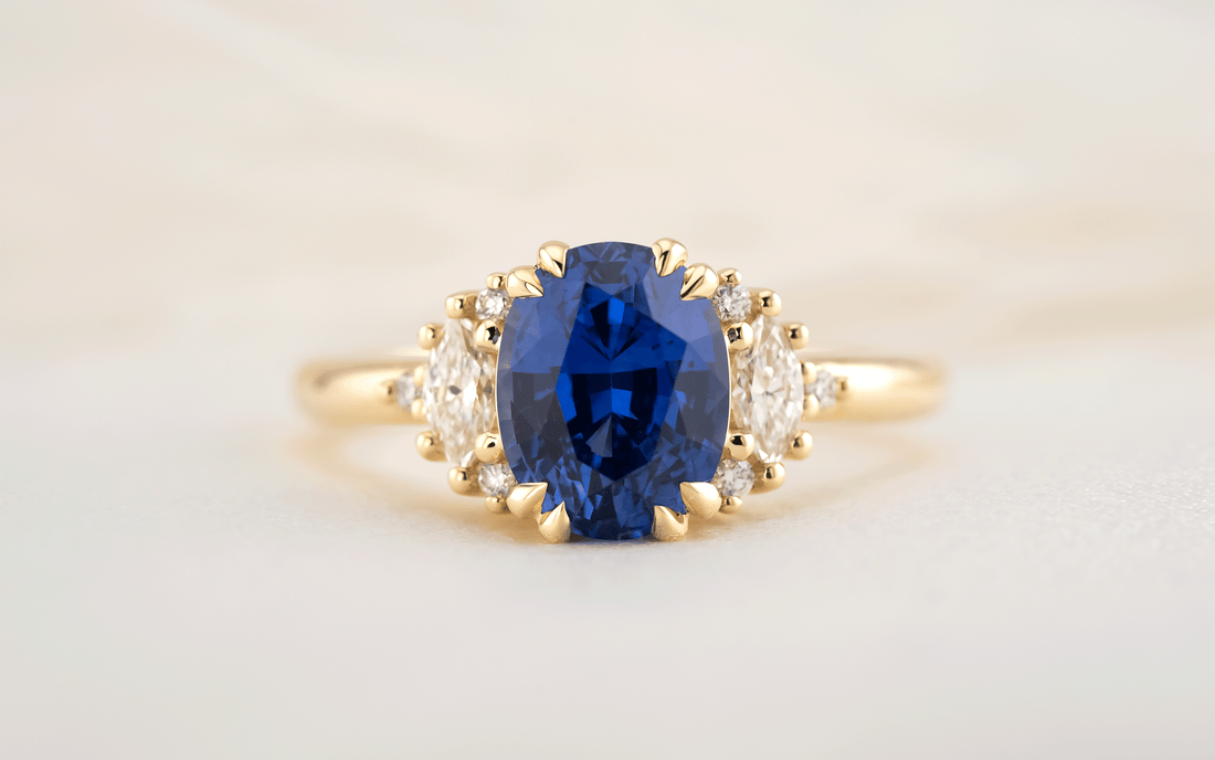 The Low Maren Ring | 2.6 CT Royal Blue Oval Sapphire - Lavender Creek Gems