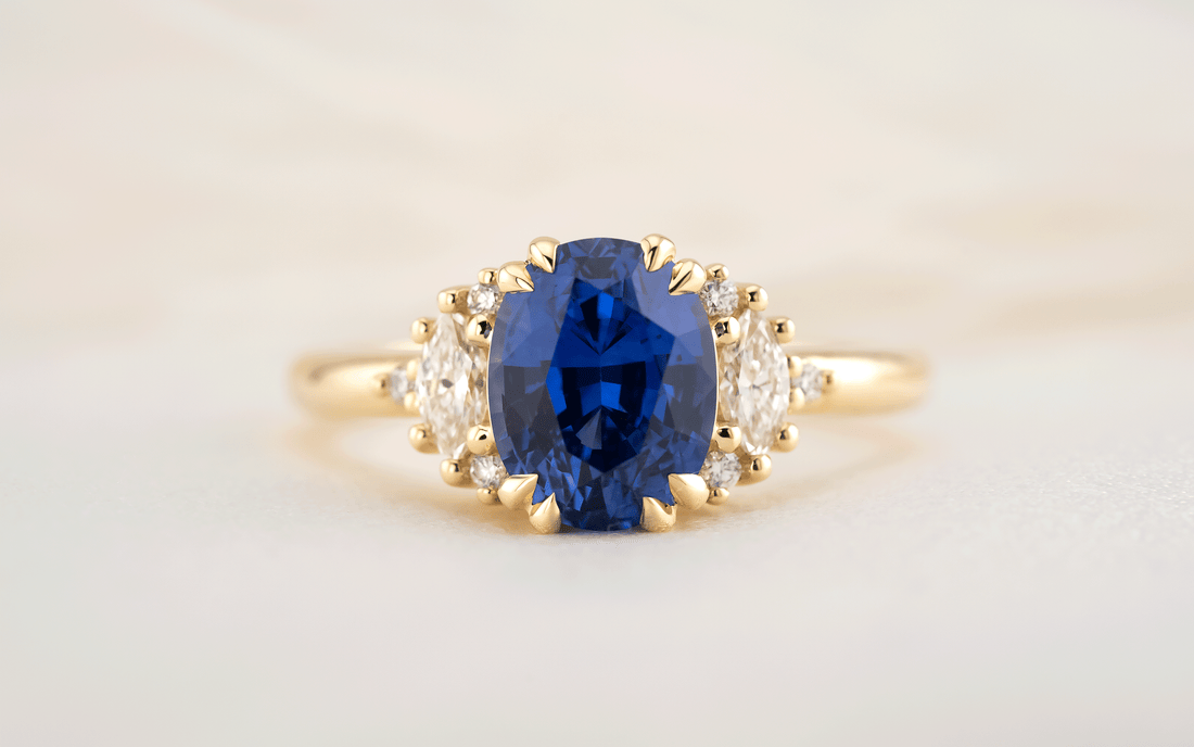 The Low Maren Ring | 2.6 CT Royal Blue Oval Sapphire