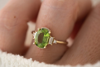 The Sura Ring | 2.2 CT Oval Green Tourmaline - Lavender Creek Gems 