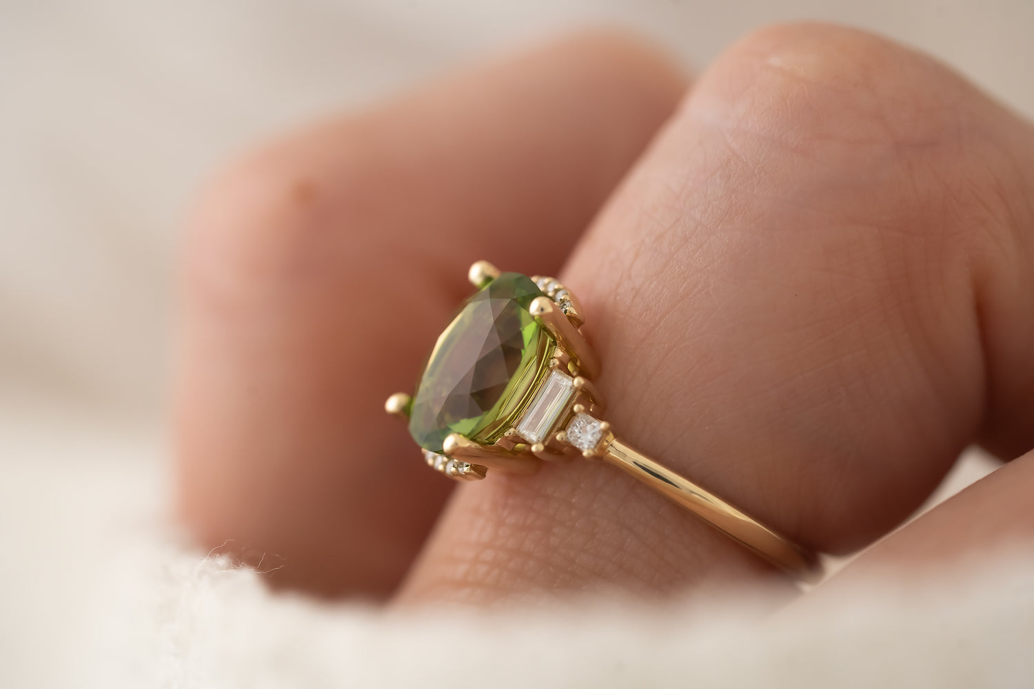 The Sura Ring | 2.2 CT Oval Green Tourmaline - Lavender Creek Gems 