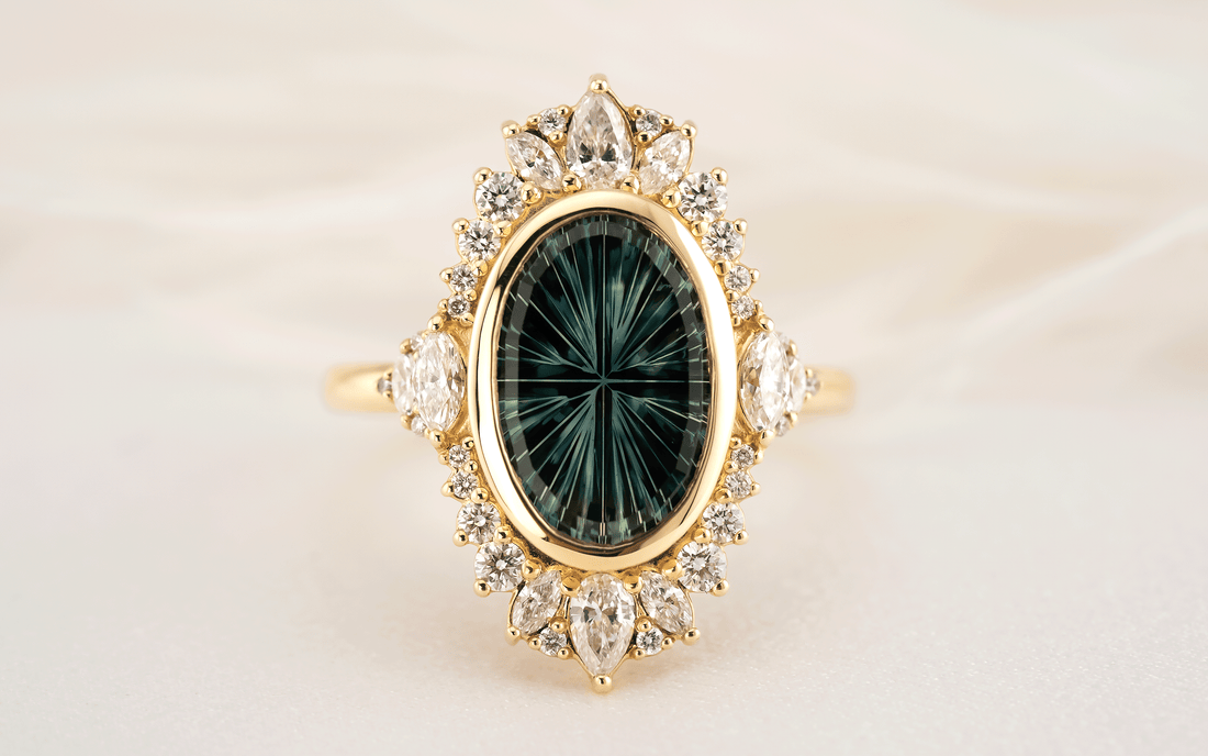 The Ethereal Ring | 2.81 CT Oval Starbrite™ Teal Australian Sapphire