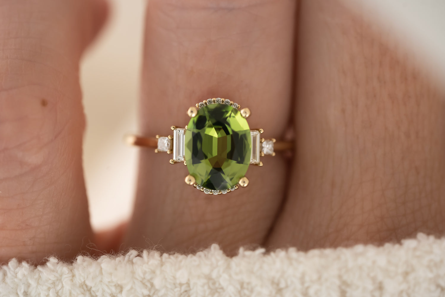 The Sura Ring | 2.2 CT Oval Green Tourmaline - Lavender Creek Gems 