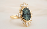 The Ethereal Ring | 2.81 CT Oval Starbrite™ Teal Australian Sapphire - Lavender Creek Gems 