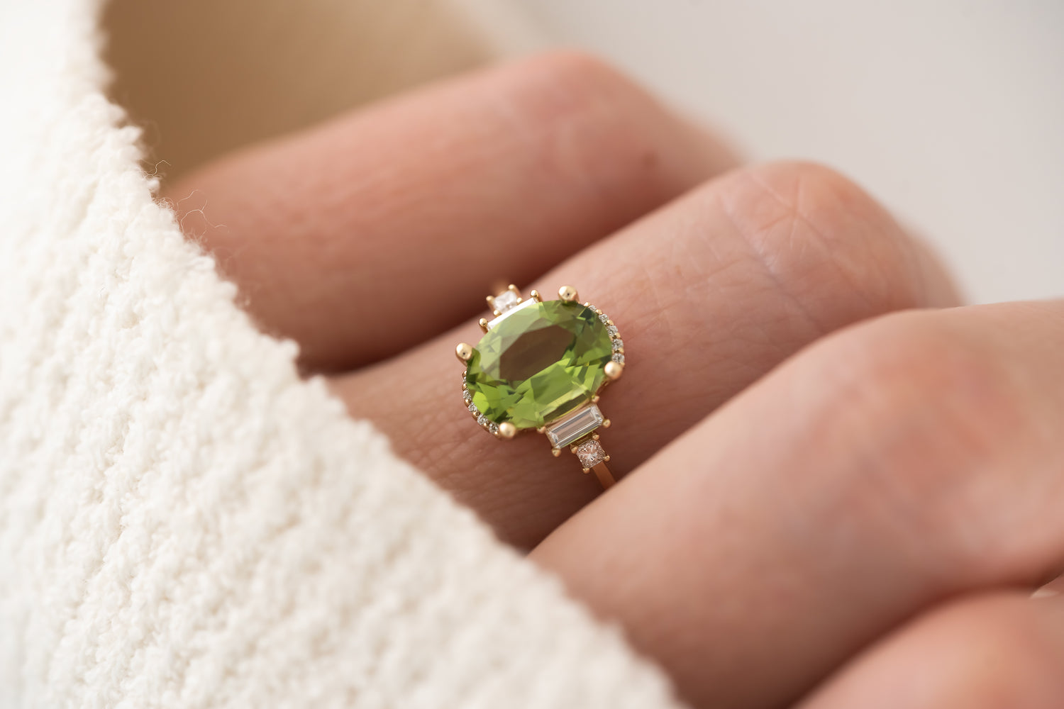 The Sura Ring | 2.2 CT Oval Green Tourmaline - Lavender Creek Gems 