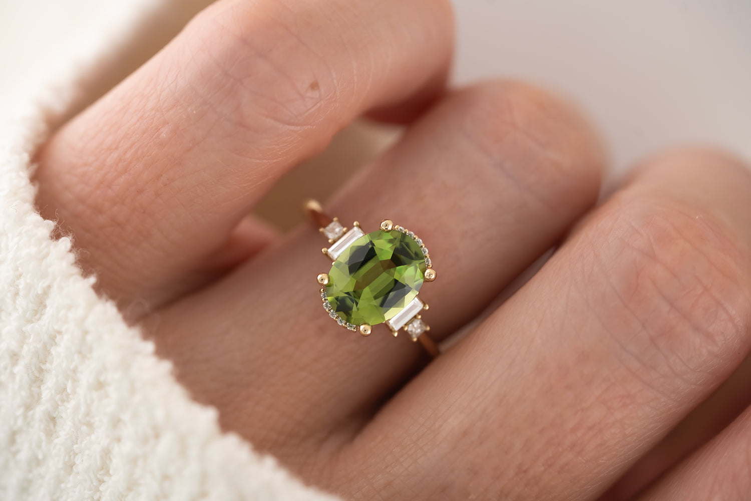 The Sura Ring | 2.2 CT Oval Green Tourmaline - Lavender Creek Gems 