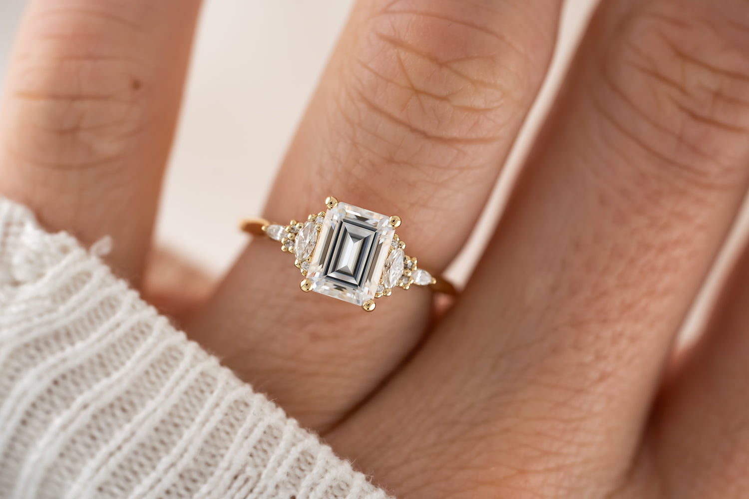 The Maeve Ring | Emerald Cut Moissanite