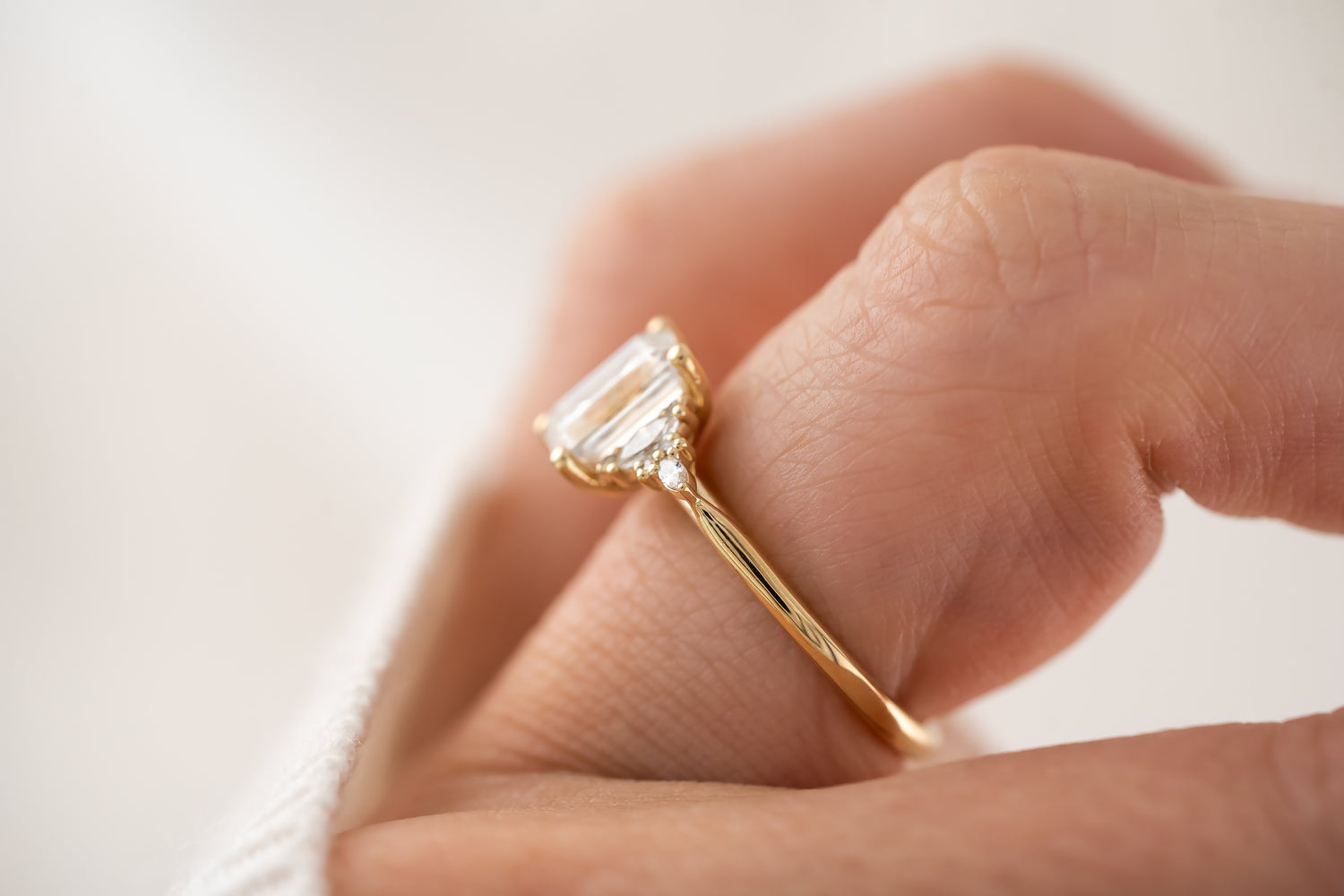 The Maeve Ring | Emerald Cut Moissanite