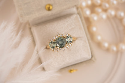 The Marial Ring | Round Seafoam Montana Sapphire - Lavender Creek Gems 