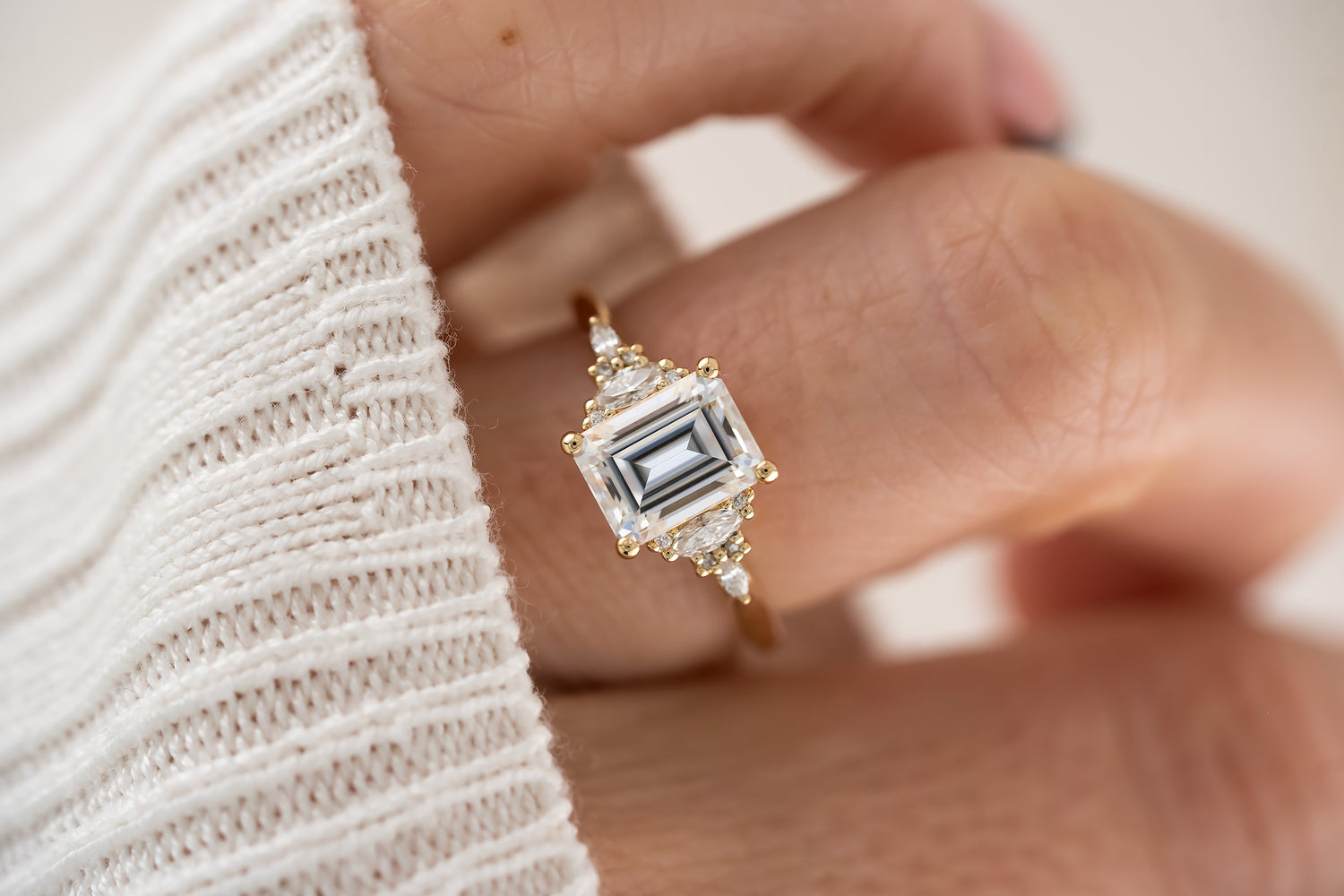 The Maeve Ring | Emerald Cut Moissanite