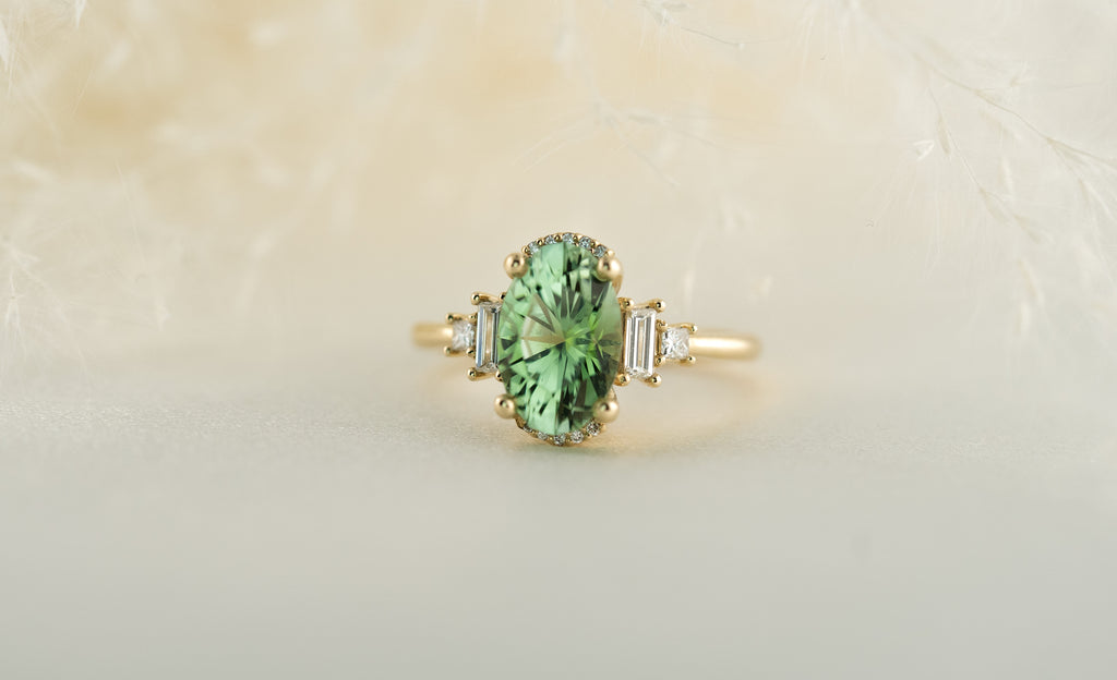 The Sura 2.7 CT Oval Mint Green Tourmaline Ring - Lavender Creek Gems 