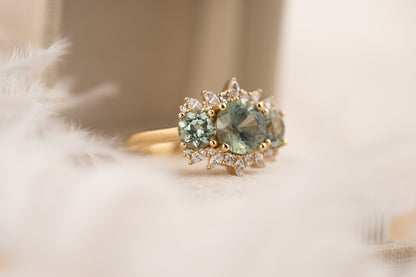 The Marial Ring | Round Seafoam Montana Sapphire - Lavender Creek Gems 