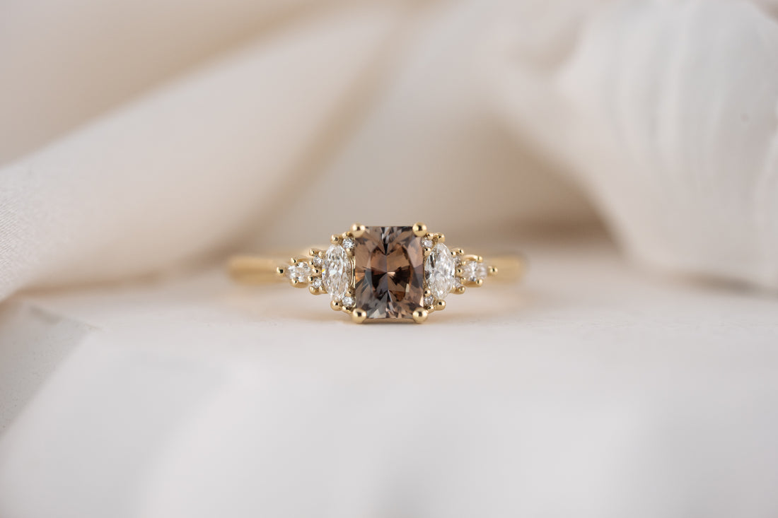 The Maeve Ring | 0.88 CT Radiant Parti Montana Sapphire - Lavender Creek Gems 