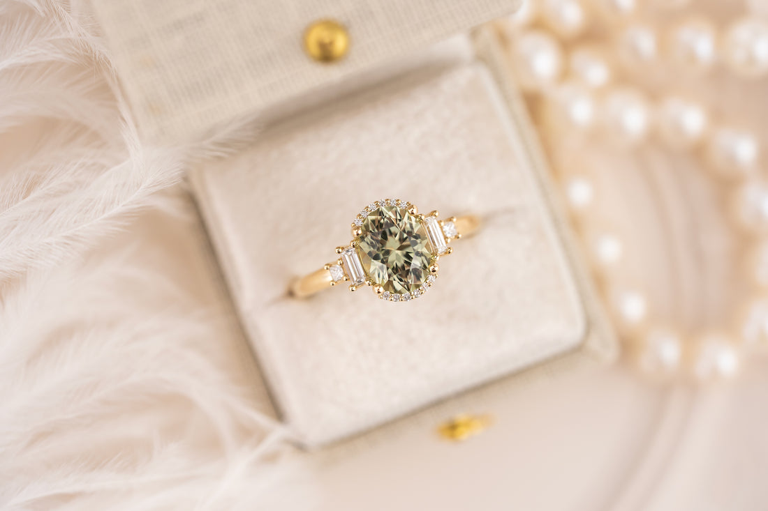 The Sura Ring | 2.06 CT Oval Green Tourmaline - Lavender Creek Gems 