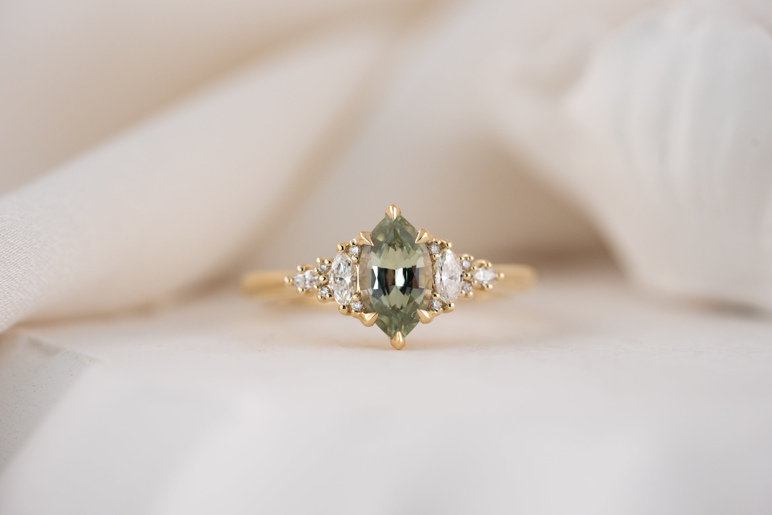 The Maeve Ring | 1.04 CT Marquise Green Sapphire - Lavender Creek Gems 
