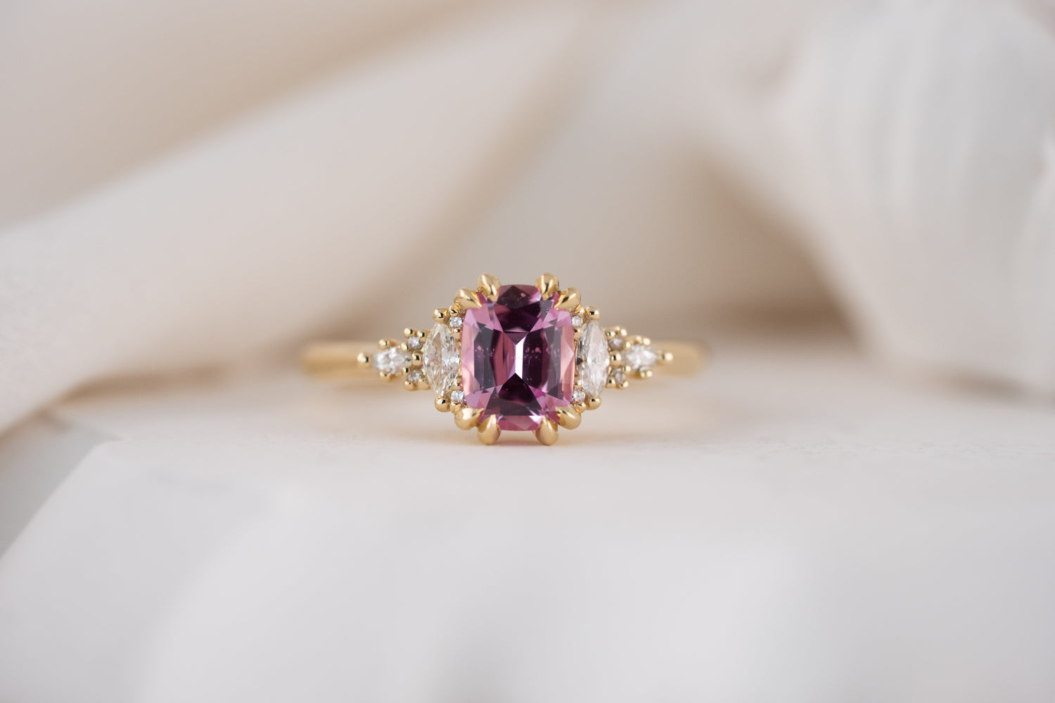 The Maeve Ring | 1.19 CT Cushion Pink Sapphire - Lavender Creek Gems 