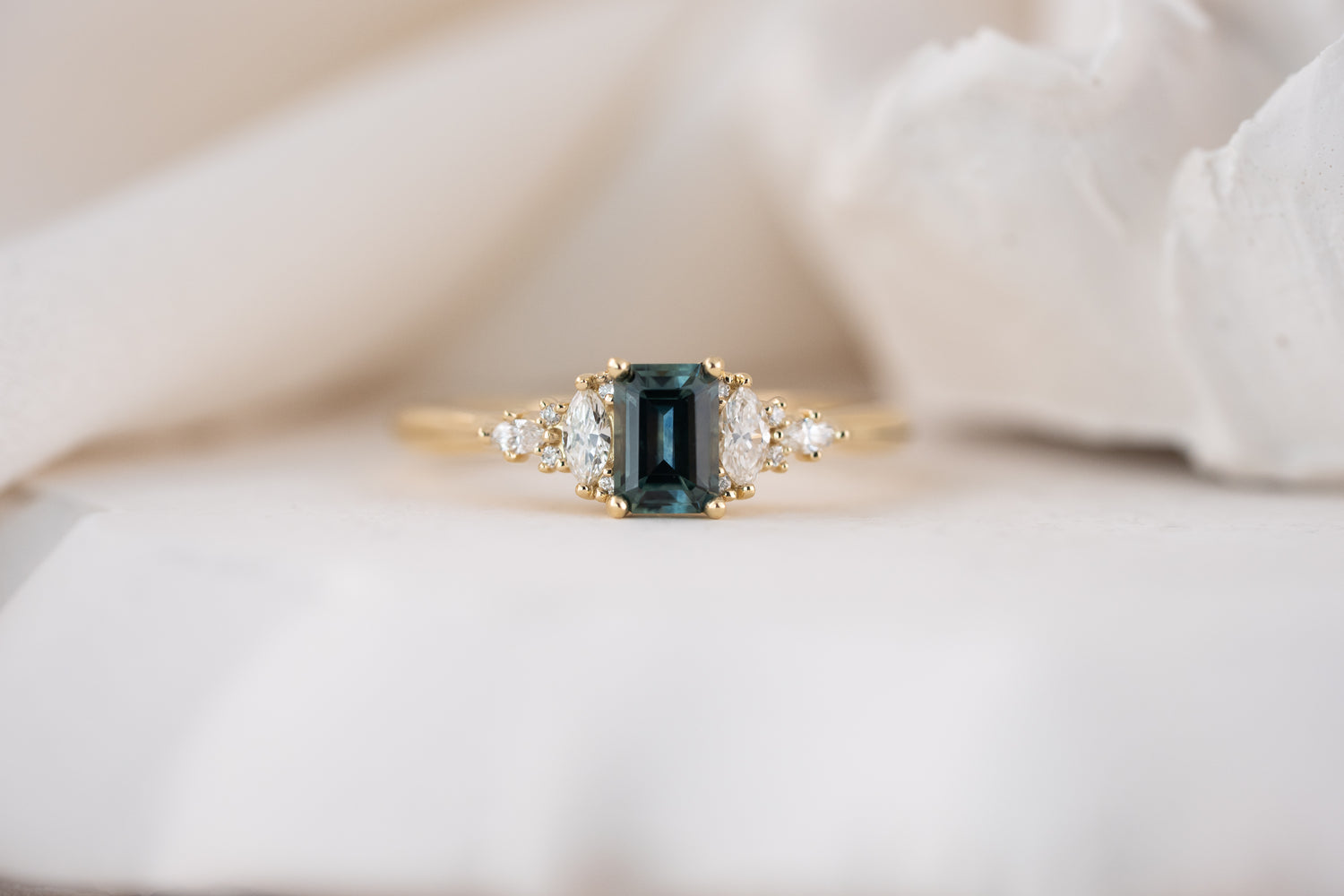 The Maeve Ring | 0.61 CT Emerald Cut Blue Montana Sapphire - Lavender Creek Gems 