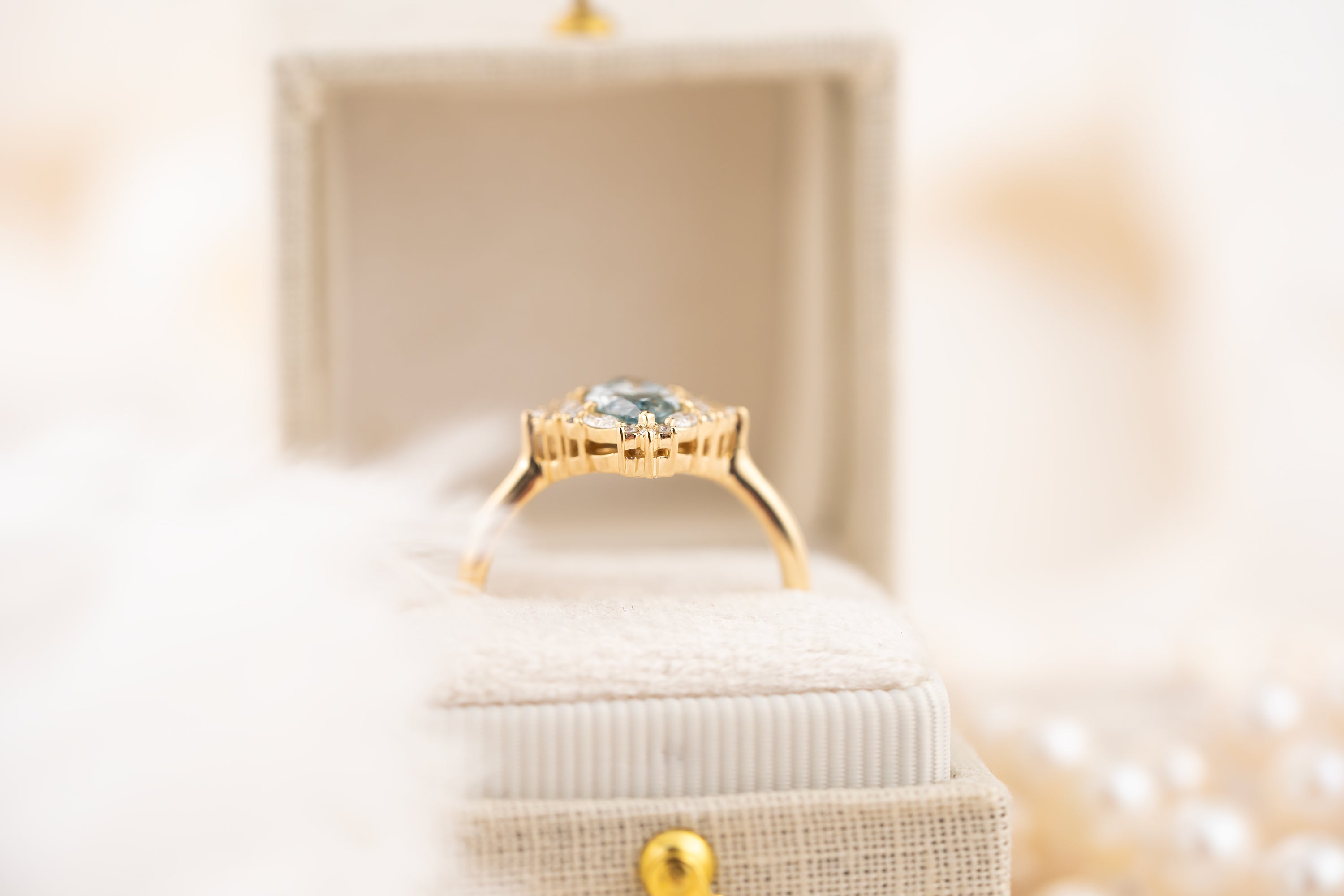 The Noemi Ring | 1.13 CT Marquise Blue Diamond - Lavender Creek Gems 