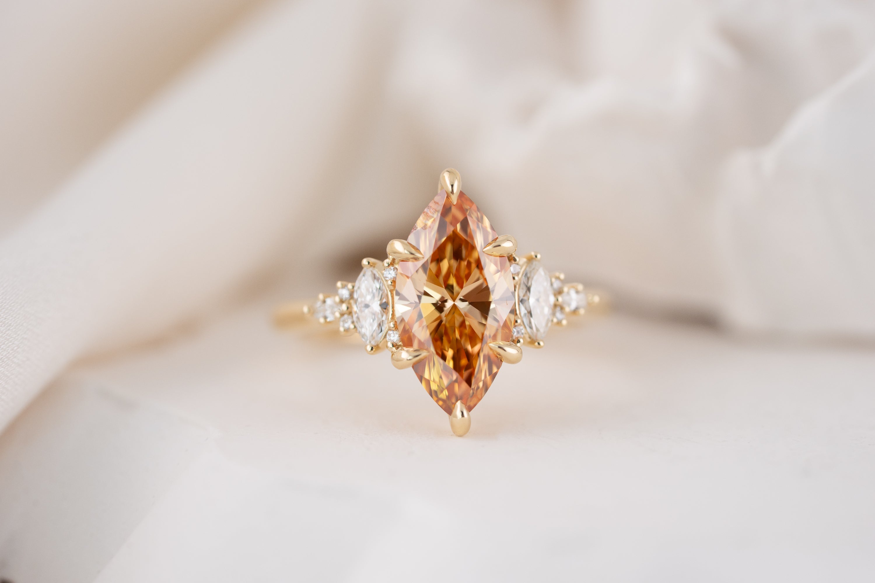 The Maeve Ring | 2.55 CT Marquise Orange Diamond