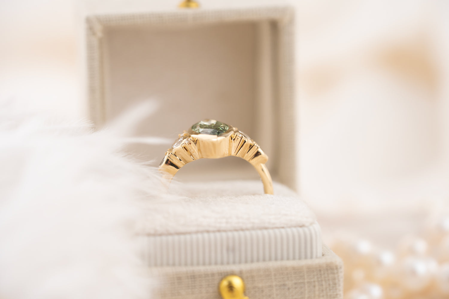 The All Bezel Maeve Ring | 2.72 CT Marquise Cut Green Diamond - Lavender Creek Gems 