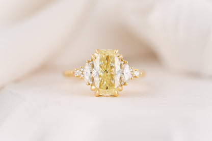 The Maeve Ring | 3 CT Elongated Cushion Yellow Diamond