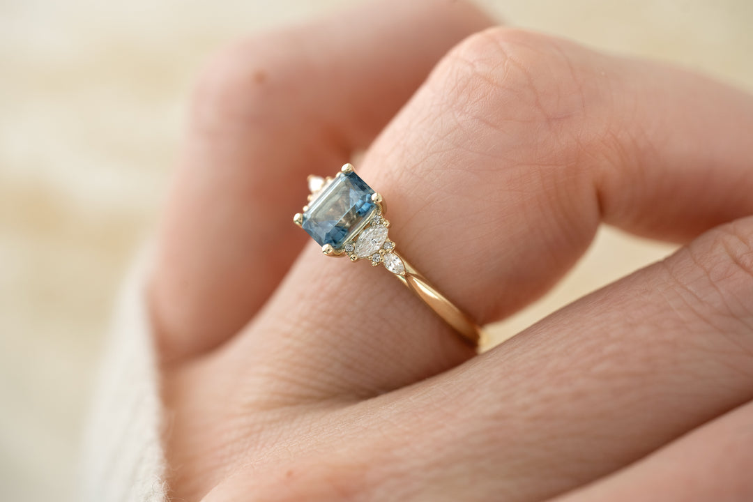 The Maeve 1.29 Emerald Cut Montana Sapphire Ring