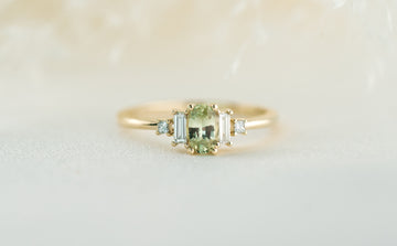 The Mira 0.51 CT Oval Cut Mint Green Sapphire Ring - Lavender Creek Gems 