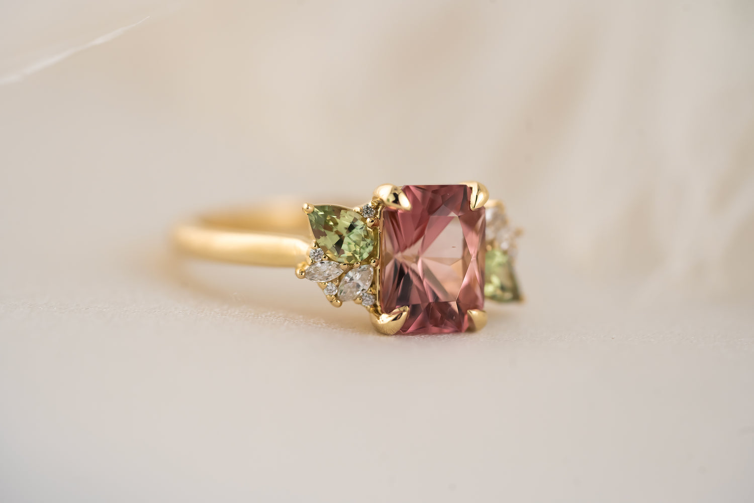 The Fleur Ring | 1.8 CT Radiant Pink Tourmaline - Lavender Creek Gems 