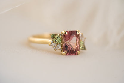 The Fleur Ring | 1.8 CT Radiant Pink Tourmaline - Lavender Creek Gems 