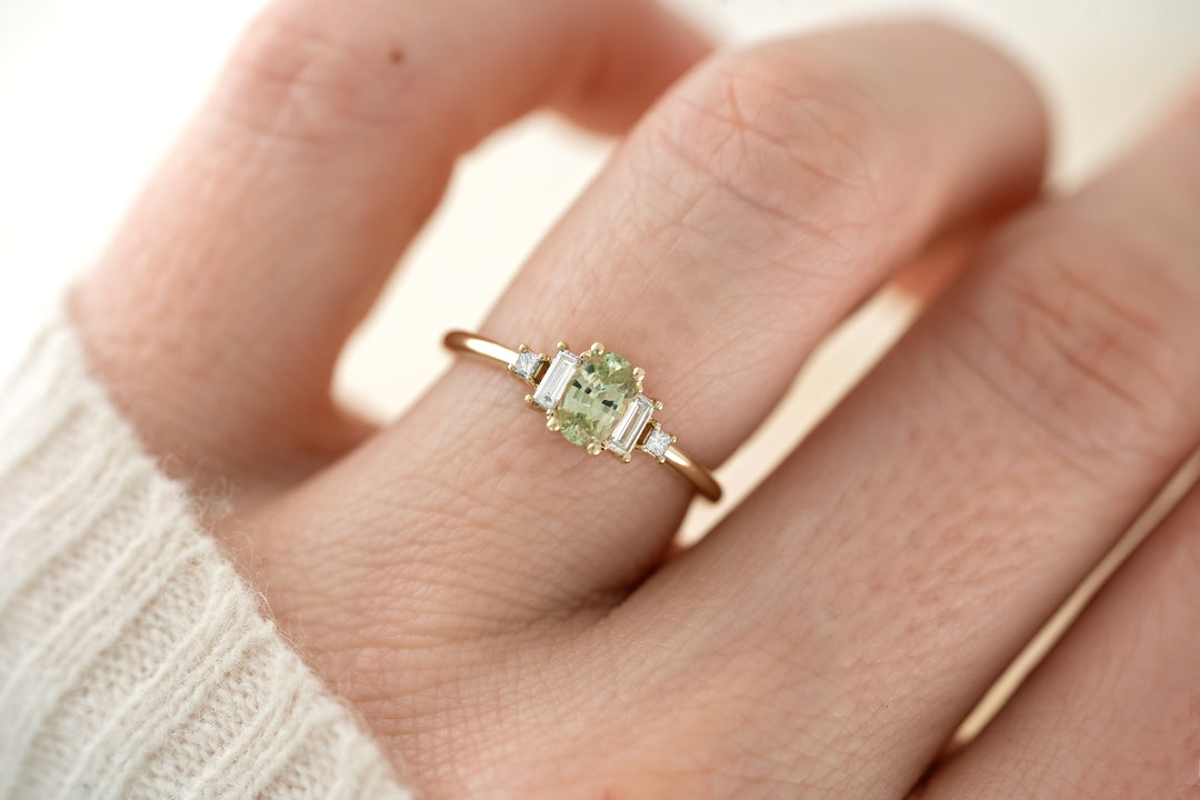 The Mira 0.51 CT Oval Cut Mint Green Sapphire Ring