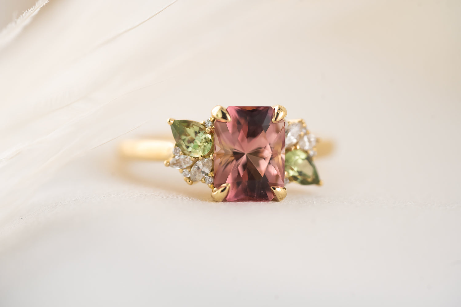 The Fleur Ring | 1.8 CT Radiant Pink Tourmaline - Lavender Creek Gems 