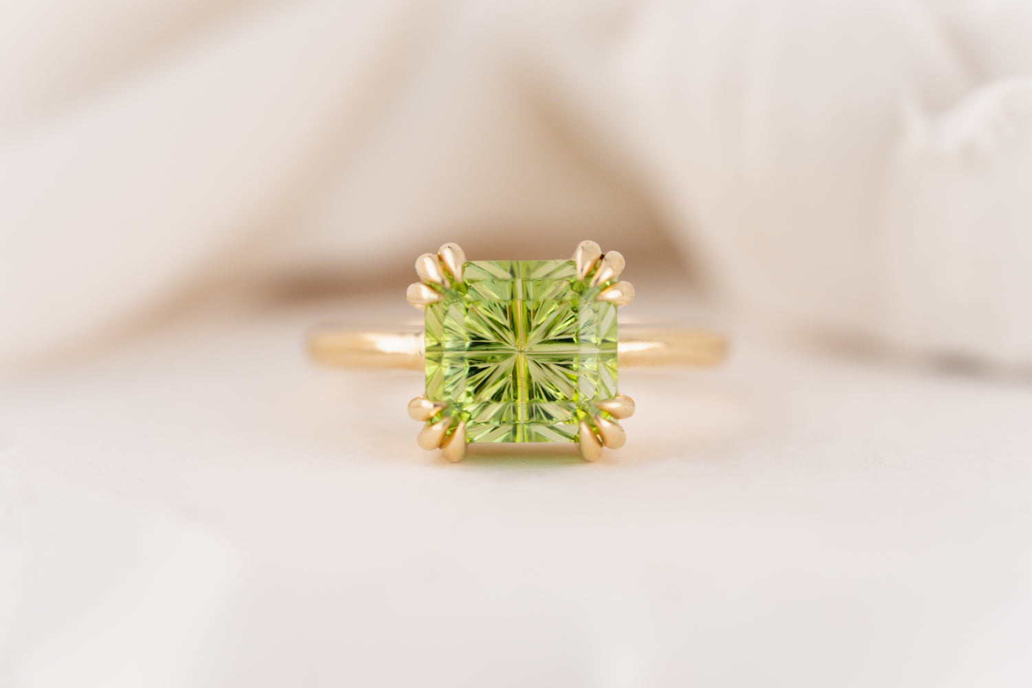 The Thalassa Ring | 4.72 CT Square Starbrite™ Cut Green Tourmaline