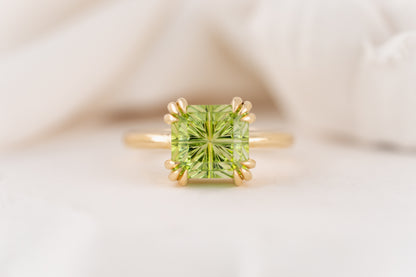 The Thalassa Ring | 4.72 CT Square Starbrite™ Cut Green Tourmaline