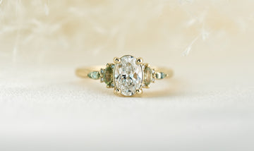 The Maeve 1.05 CT Oval Diamond + Green Sapphire Ring - Lavender Creek Gems 