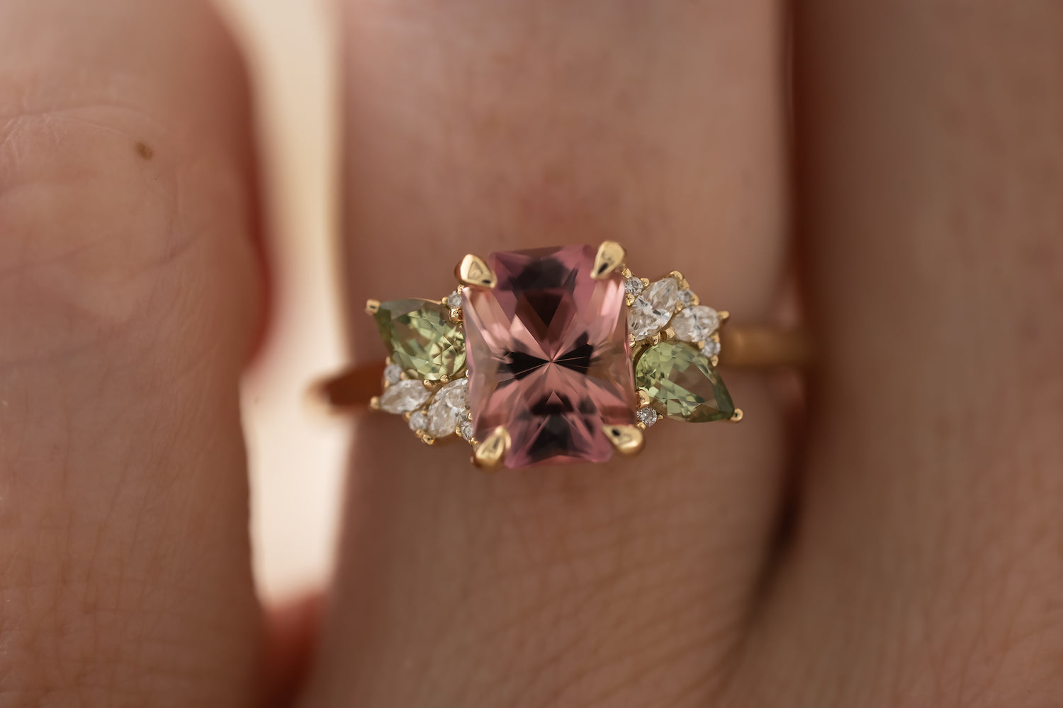 The Fleur Ring | 1.8 CT Radiant Pink Tourmaline - Lavender Creek Gems 