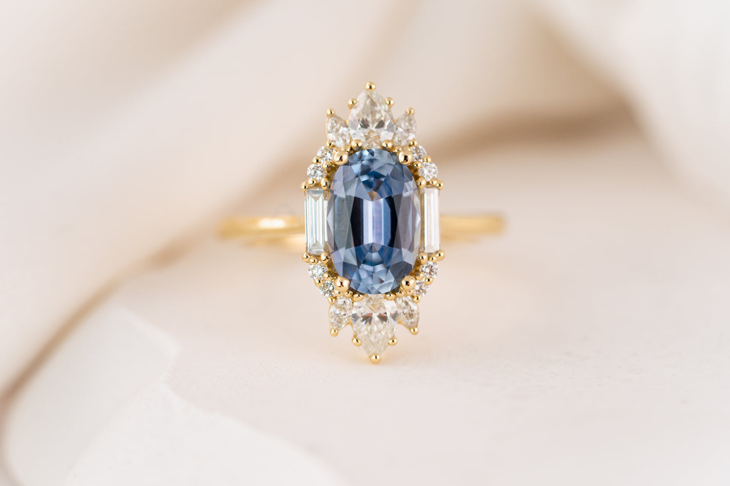 The Georgia Ring | 2.11 CT Oval Carolina Blue Sapphire