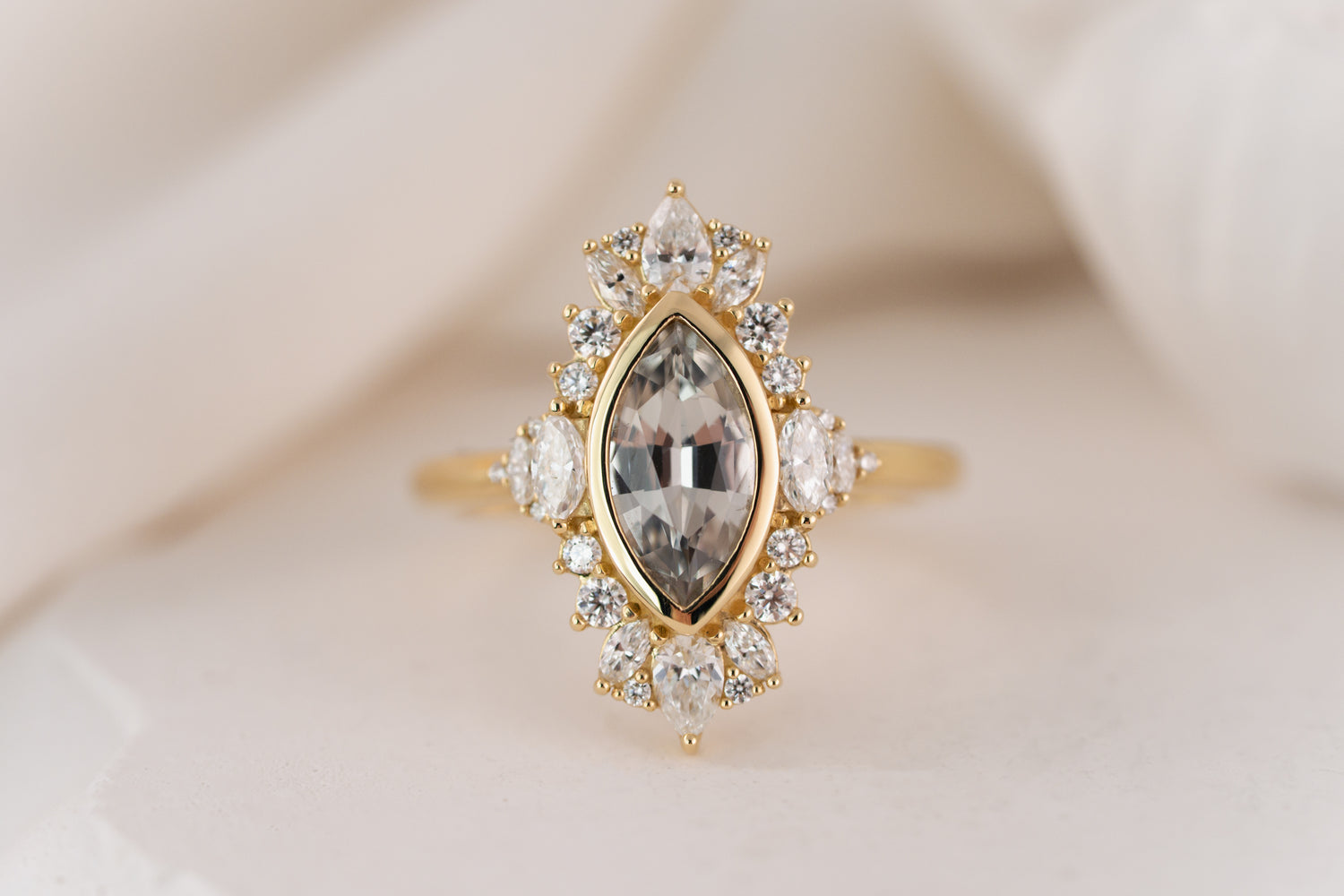 The Ethereal Ring | 1.22 CT Marquise Gray/Green Sapphire