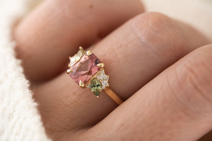 The Fleur Ring | 1.8 CT Radiant Pink Tourmaline - Lavender Creek Gems 