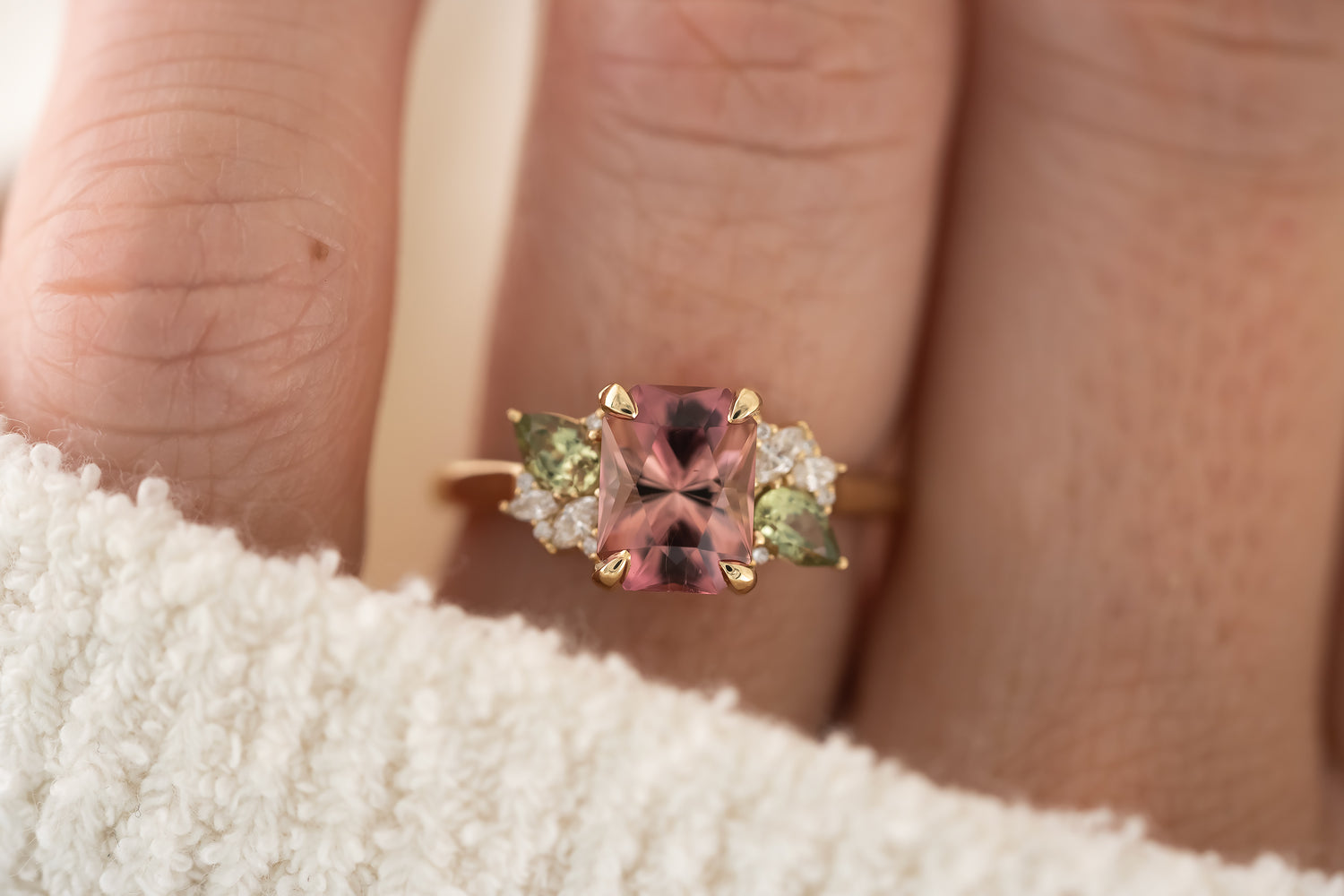 The Fleur Ring | 1.8 CT Radiant Pink Tourmaline - Lavender Creek Gems 