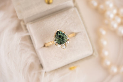 The Charlotte Ring | 1.84 CT Pear Teal Green Sapphire - Lavender Creek Gems 