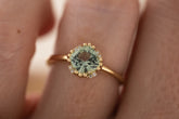 The Floret Ring | 1.4 CT Cushion Light Sage Green Tourmaline - Lavender Creek Gems 