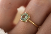 The Floret Ring | 1.4 CT Cushion Light Sage Green Tourmaline - Lavender Creek Gems 