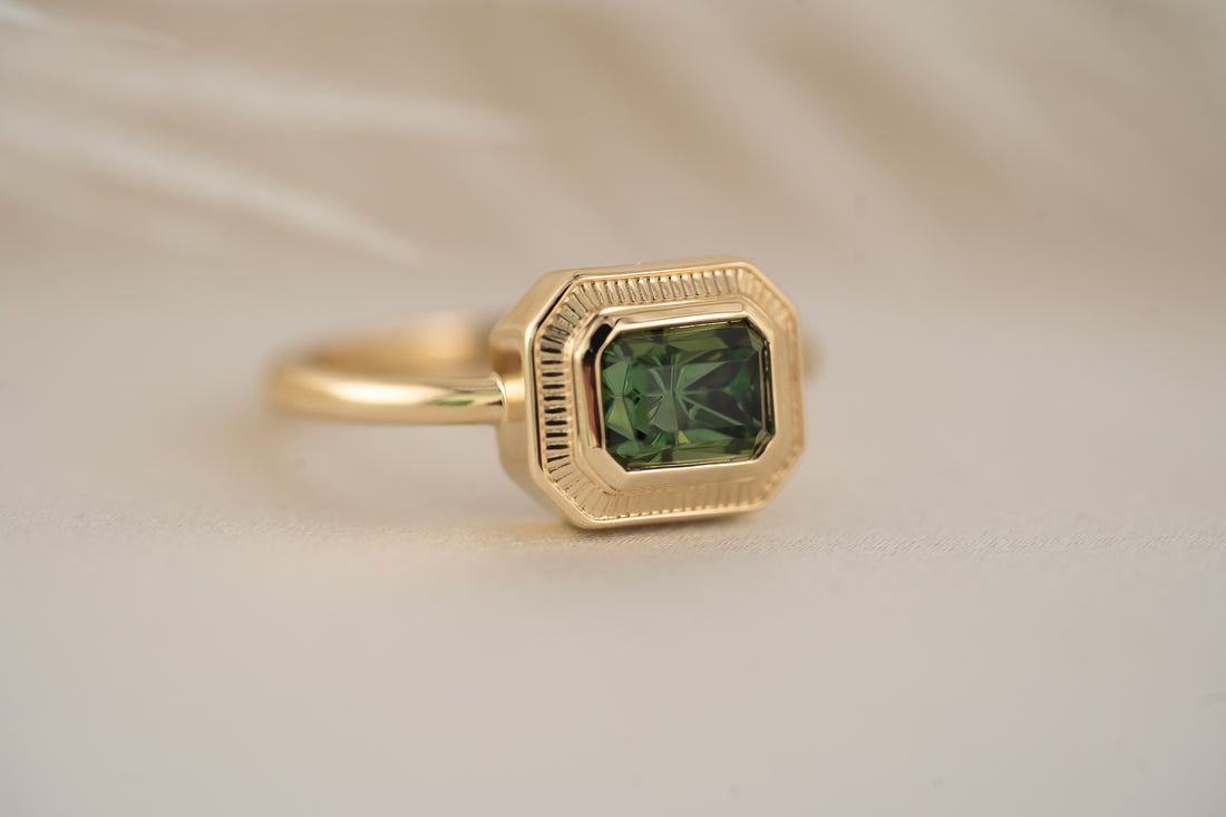 The Olympia Ring | 1.4 CT Dark Green Starbrite™ Tourmaline - Lavender Creek Gems 