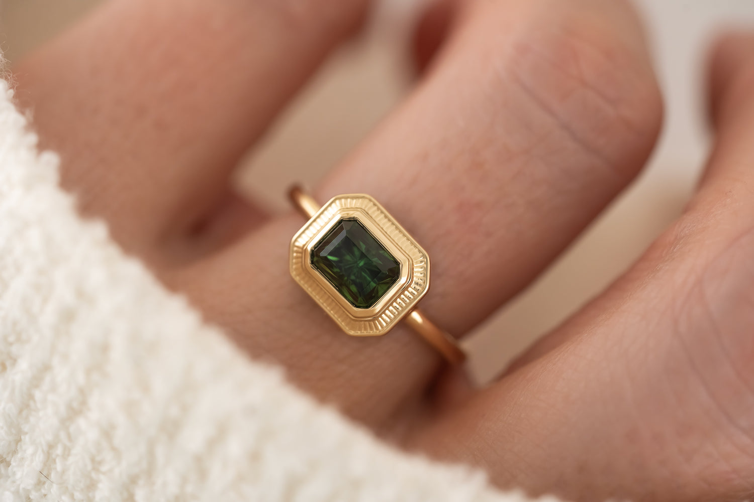 The Olympia Ring | 1.4 CT Dark Green Starbrite™ Tourmaline - Lavender Creek Gems 