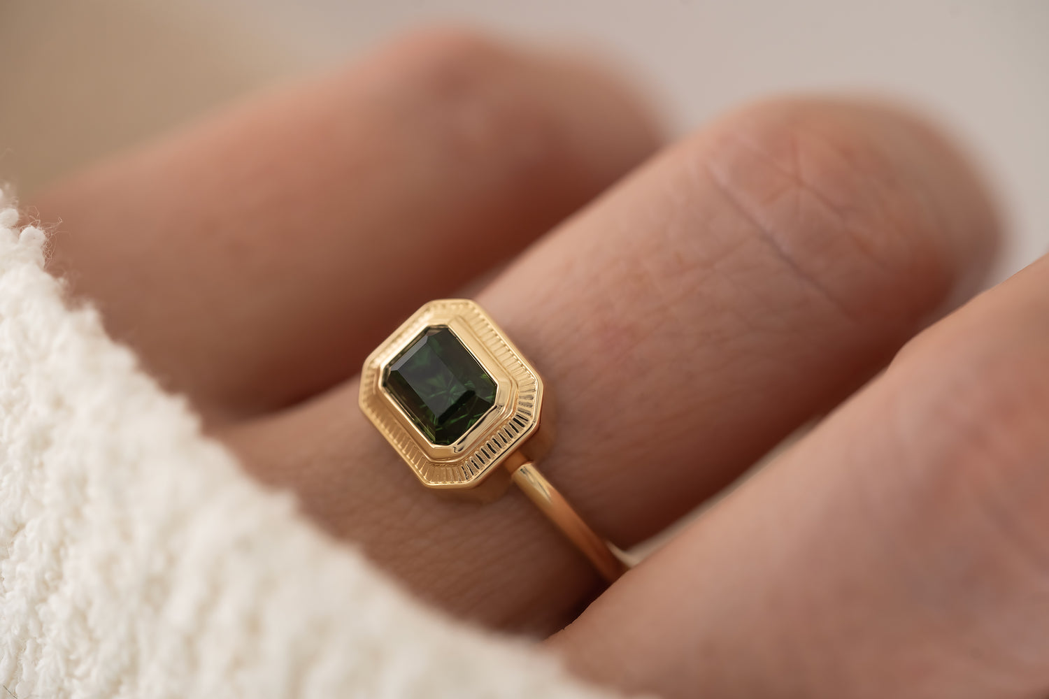 The Olympia Ring | 1.4 CT Dark Green Starbrite™ Tourmaline - Lavender Creek Gems 