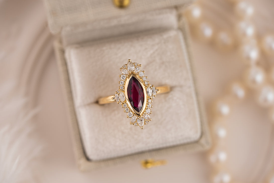 The Ethereal Ring | 1.1 CT Marquise Ruby - Lavender Creek Gems 
