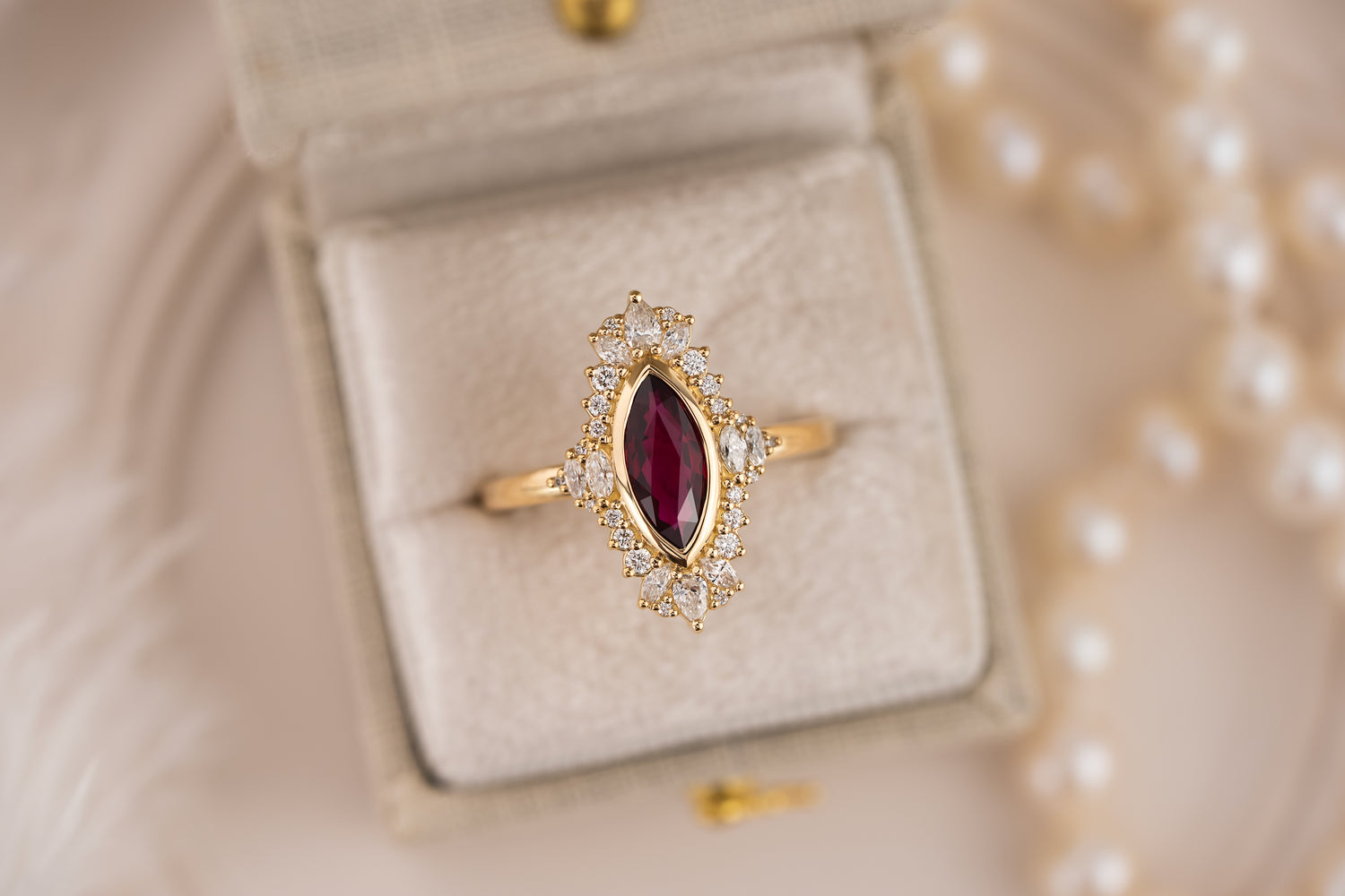 The Ethereal Ring | 1.1 CT Marquise Ruby - Lavender Creek Gems 