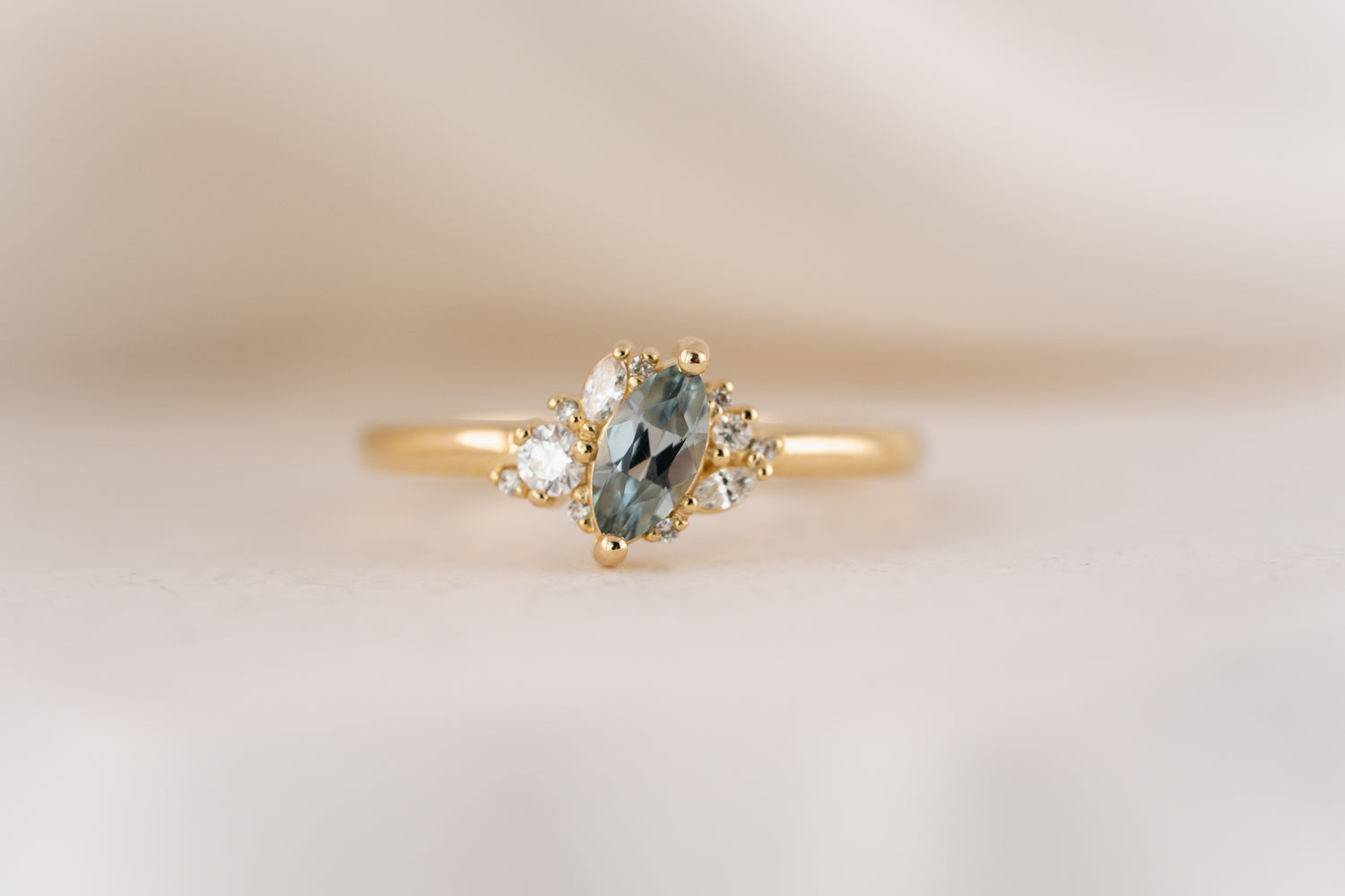 The Cosma Ring | 0.49 CT Marquise Montana Sapphire