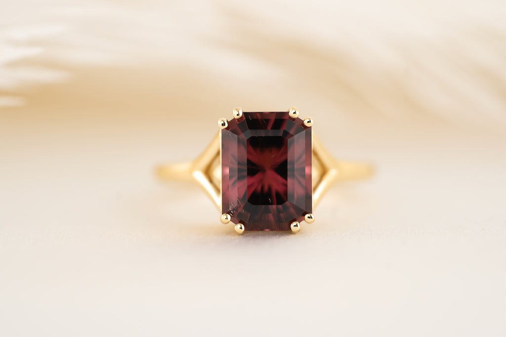 The Riven Ring | 4.1 CT Radiant Red Tourmaline - Lavender Creek Gems 