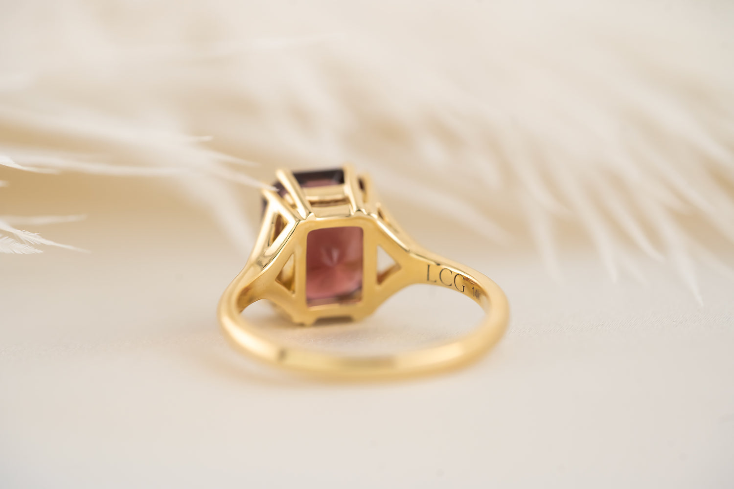 The Riven Ring | 4.1 CT Radiant Red Tourmaline - Lavender Creek Gems 