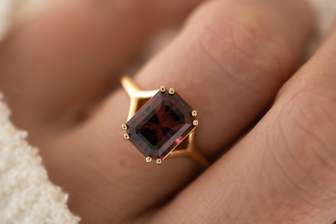 The Riven Ring | 4.1 CT Radiant Red Tourmaline - Lavender Creek Gems 